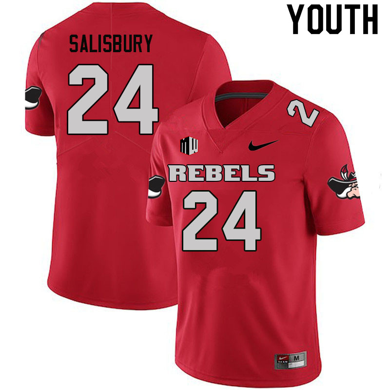 Youth #24 Tanner Salisbury UNLV Rebels College Football Jerseys Sale-Scarlet - Click Image to Close